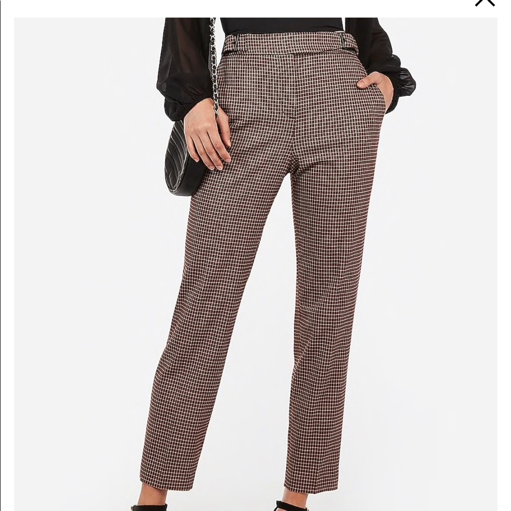 Express high waisted plaid buckle ankle pant